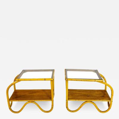 Pair of Bentwood Glass Side Tables USA 1950s