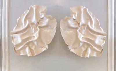 Pair of Bespoke French Ceramic Draped Sconces