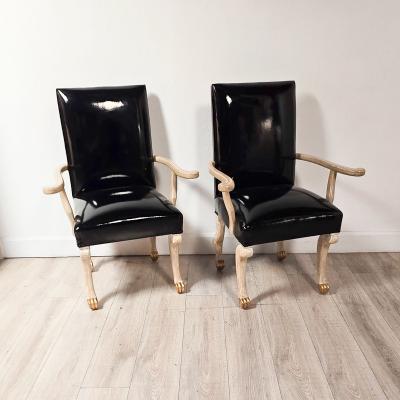 Pair of Bespoke John Dickinson Etruscan Armchairs circa 1980 5 pairs available