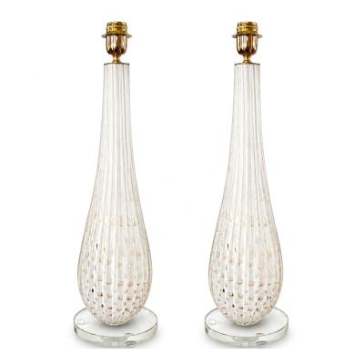 Pair of Bespoke Modern Murano Glass Table Lamps