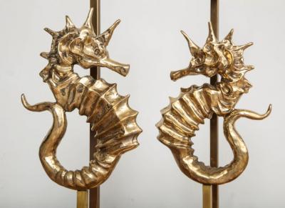 Pair of Bespoke Seahorse Bronze Table Lamps