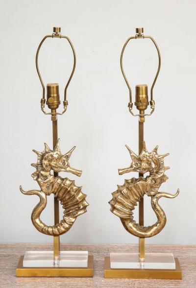 Pair of Bespoke Seahorse Bronze Table Lamps