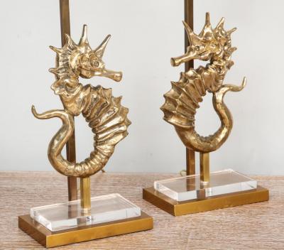 Pair of Bespoke Seahorse Bronze Table Lamps