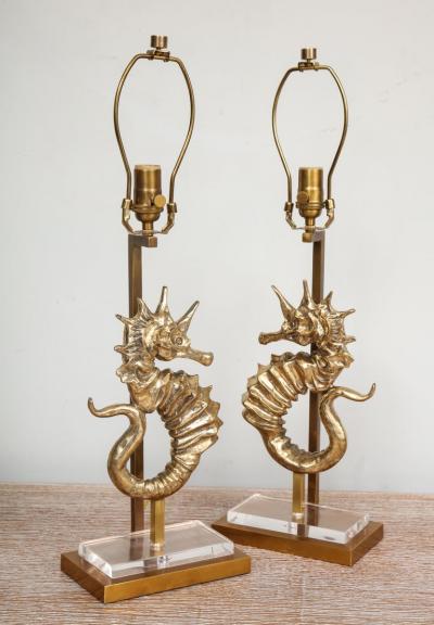 Pair of Bespoke Seahorse Bronze Table Lamps
