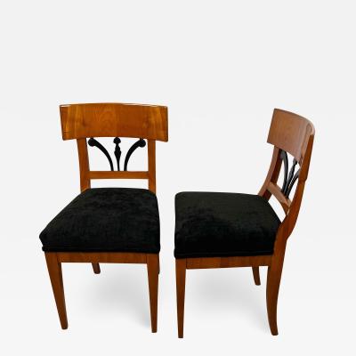Pair of Biedermeier Chairs Cherry Veneer South Germany circa 1830