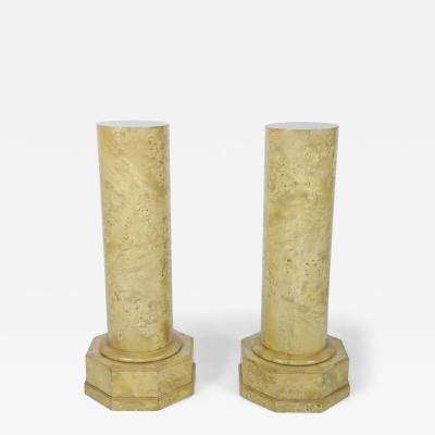 Pair of Biedermeier style Karelian Birch Octagonal Base Pedestals