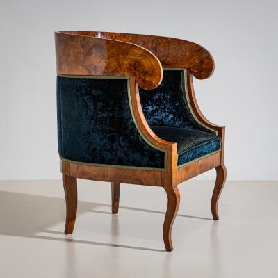 Pair of Biedermeier style Walnut Berg res Italy 2nd Half 19th Century