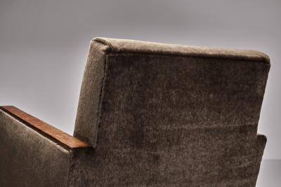 Pair of Birch Armchairs with Brown Upholstery Sweden 1930s