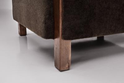 Pair of Birch Armchairs with Brown Upholstery Sweden 1930s