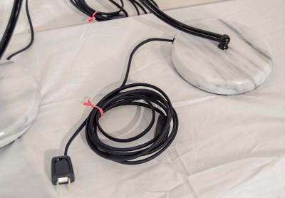 Pair of Black Brass and Marble Arc Desk Lamps