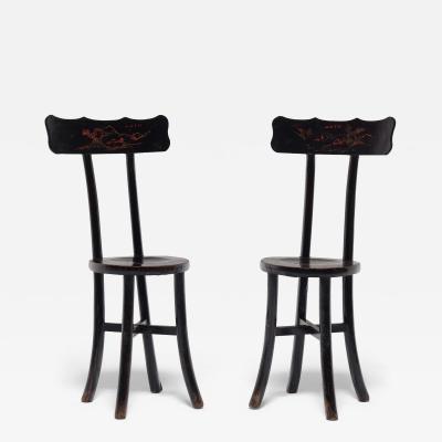 Pair of Black Lacquer Chairs