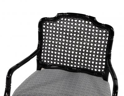 Pair of Black Lacquered Cane Back Lounge Chairs