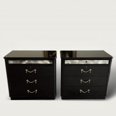 Pair of Black Lacquered Chest of Drawers circa 1940