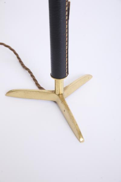 Pair of Black Leather and Brass Table Lamps