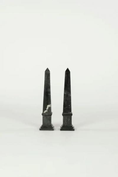 Pair of Black Marble Obelisks