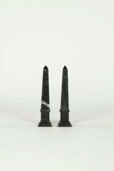 Pair of Black Marble Obelisks