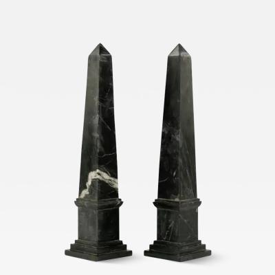 Pair of Black Marble Obelisks