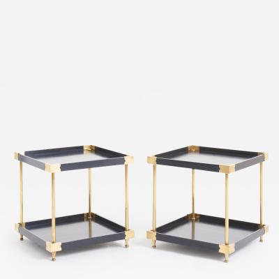 Pair of Black and Brass Side Tables