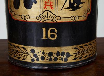 Pair of Black and Gold Tea Tin Lamps