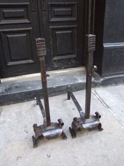 Pair of Blacksmiths Andirons
