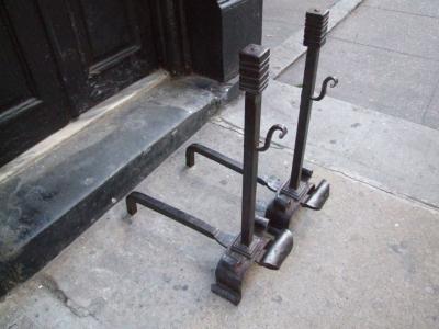 Pair of Blacksmiths Andirons