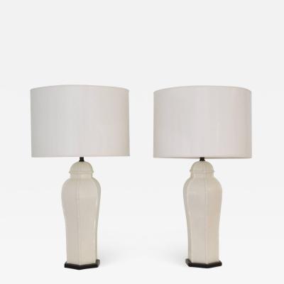 Pair of Blanc de Chine Jar Form Table Lamps
