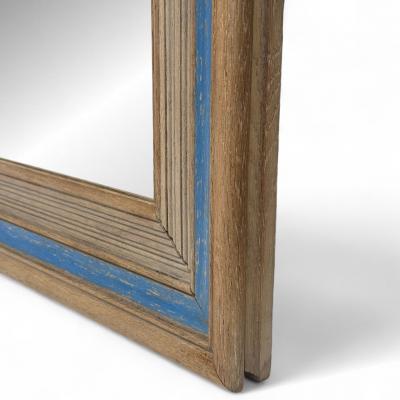Pair of Bleached Oak Mirrors with Blue Stripe