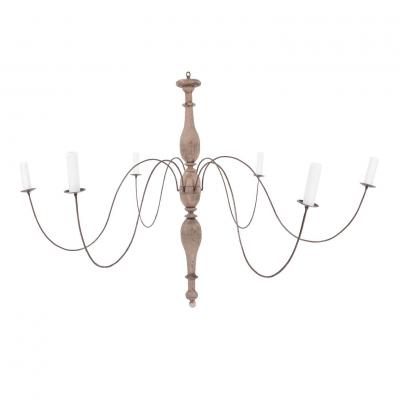 Pair of Bleached Wood and Iron Chandeliers