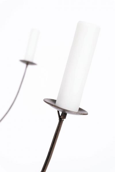 Pair of Bleached Wood and Iron Chandeliers