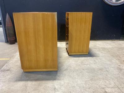 Pair of Blonde Mahogany Four Drawer chests with Brass Hardware