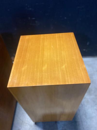 Pair of Blonde Mahogany Four Drawer chests with Brass Hardware