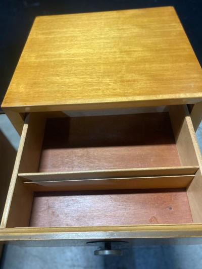 Pair of Blonde Mahogany Four Drawer chests with Brass Hardware