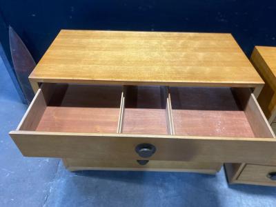 Pair of Blonde Mahogany Four Drawer chests with Brass Hardware