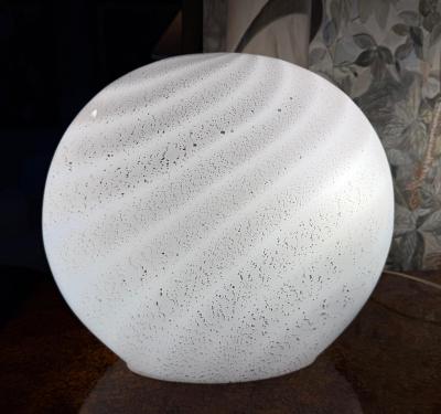 Pair of Blown Swirled Murano Glass Lamps with Silver inclusions Oblate Spheroid