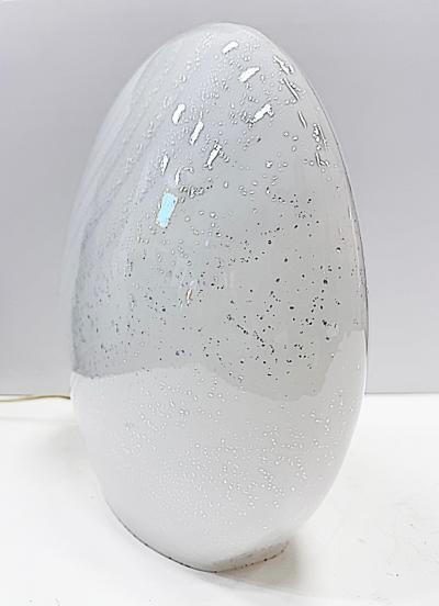 Pair of Blown Swirled Murano Glass Lamps with Silver inclusions Oblate Spheroid