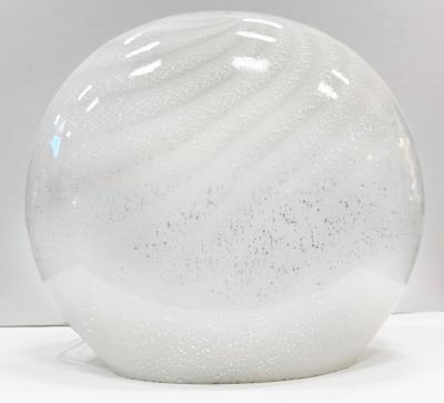 Pair of Blown Swirled Murano Glass Lamps with Silver inclusions Oblate Spheroid