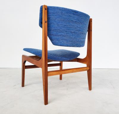 Pair of Blue Mid Century Modern Armchairs with Matching Ottomans