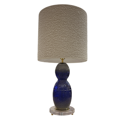 Pair of Blue and Silver Murano Glass Lamps