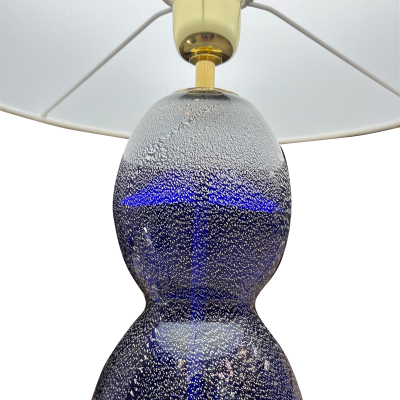 Pair of Blue and Silver Murano Glass Lamps