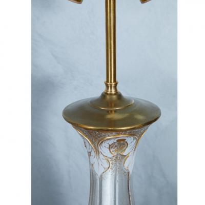 Pair of Bohemian Glass and Gilt Lamps