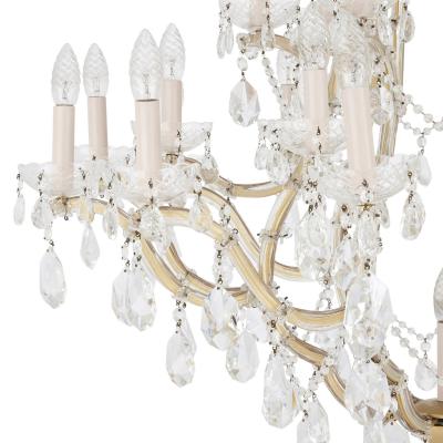 Pair of Bohemian faceted glass Rococo style chandeliers