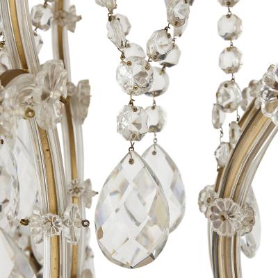Pair of Bohemian faceted glass Rococo style chandeliers