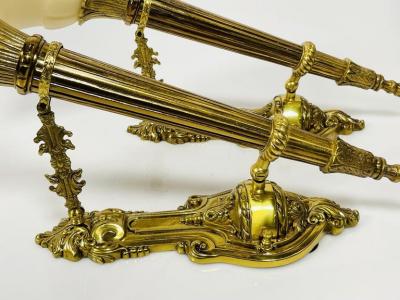 Pair of Brass Alabaster Wall Sconces in the Neoclassical Style