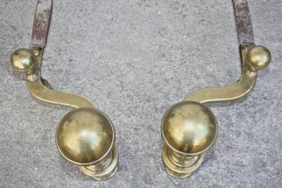 Pair of Brass Andirons Stimson of Boston