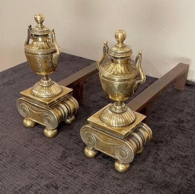 Pair of Brass Andirons of Diminutive Proportions