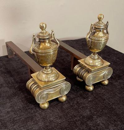 Pair of Brass Andirons of Diminutive Proportions