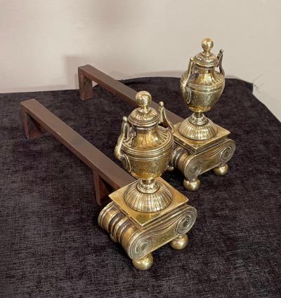 Pair of Brass Andirons of Diminutive Proportions