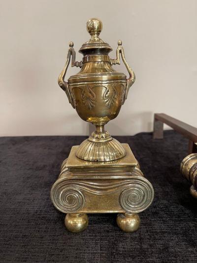 Pair of Brass Andirons of Diminutive Proportions