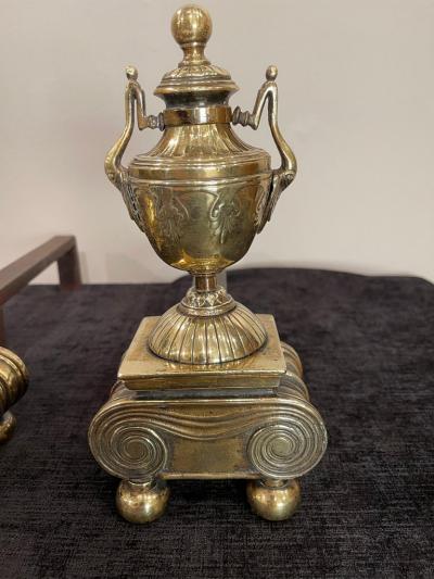 Pair of Brass Andirons of Diminutive Proportions