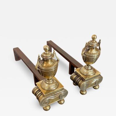 Pair of Brass Andirons of Diminutive Proportions